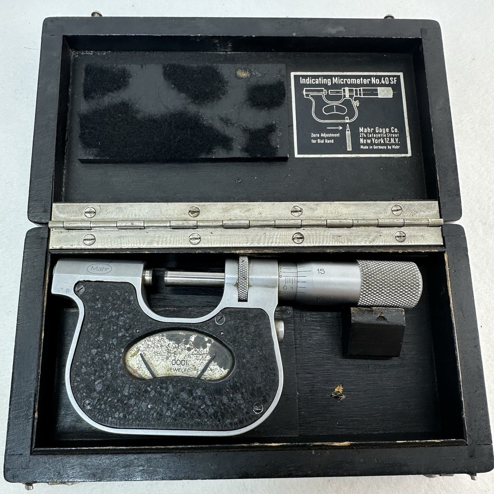 Vintage Mahr Gage No.40SF 0-1" Indicating Micrometer .0001" w/ Original Case